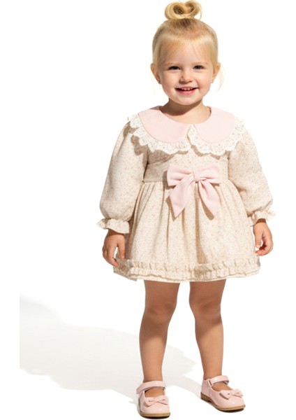 Kız Bebek Elbise Kız Çocuk Elbise Yakalı Doğum Günü Parti Düğün Özel Gün Uzun Kol Astarlı Çiçekli indirimleri