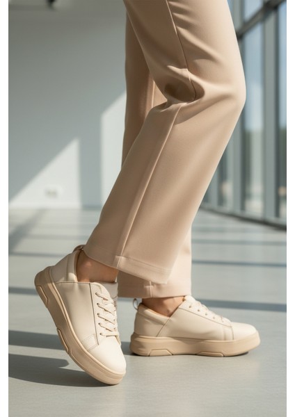 Bej Kalın Taban Bağcıklı Unisex Spor Ayakkabı Oz-03 Z modelleri