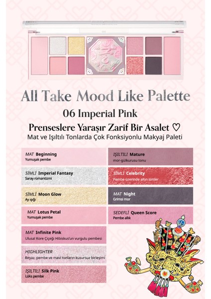 Çok Fonksiyonlu Makyaj Paleti Perıpera All Take Mood Like Palette(#06 Imperial Pink)(Palace Ver) fırsatları