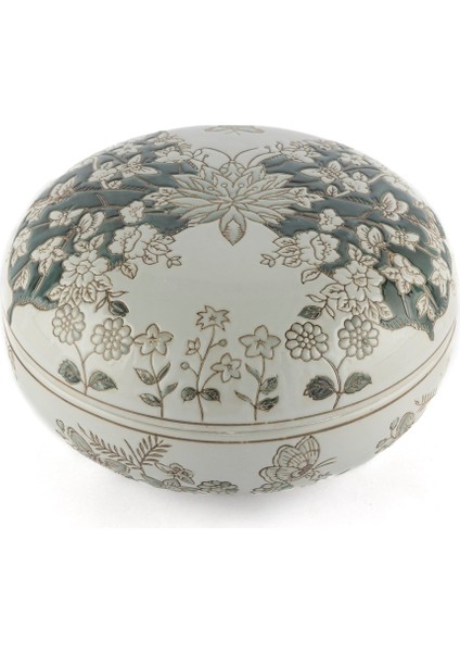 Yeşil Beyaz Kelebekli Dekoratif Kutu 22X12CM