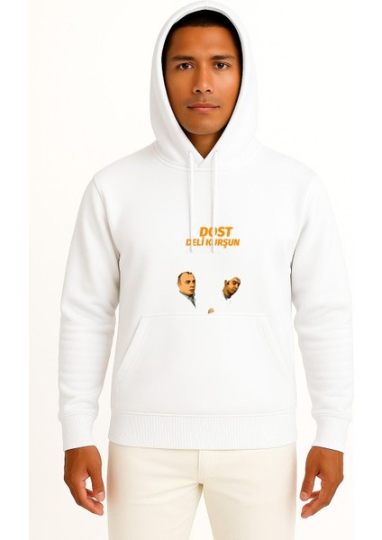 Kapüşonlu Kurtlar Vadisi Iki Dost Iki Deli Kurşun Gibiyiz Göğüs Tasarımlı Unisex Sweatshirt