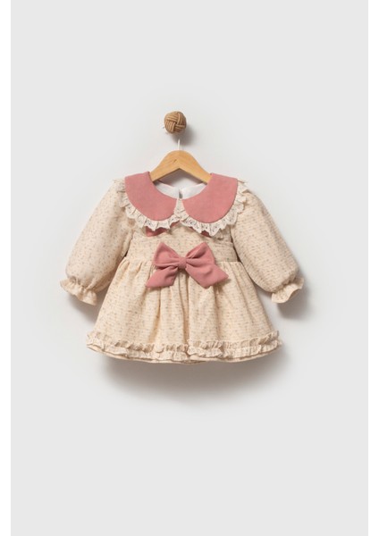 Kız Bebek Elbise Kız Çocuk Elbise Yakalı Doğum Günü Parti Düğün Özel Gün Uzun Kol Astarlı Çiçekli modelleri