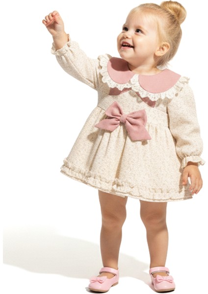 Kız Bebek Elbise Kız Çocuk Elbise Yakalı Doğum Günü Parti Düğün Özel Gün Uzun Kol Astarlı Çiçekli indirimleri