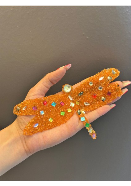 Ütü Ile Yapışan Taşlı Turuncu Yusufcuk Arma 18X10 cm