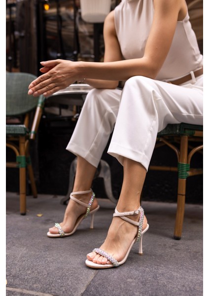 Nabba Kadın Gumus Taşli Abiye Sandalet