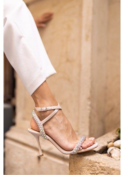 Nabba Kadın Gumus Taşli Abiye Sandalet