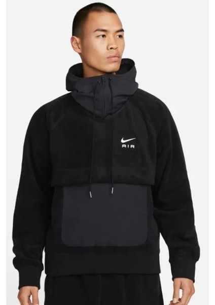 Air Winterized Terma Fit Pullover Loose Fit Mens Hoodie Erkek Bol Kesim Kapüşonlu Polar Sweatshirt Siyah