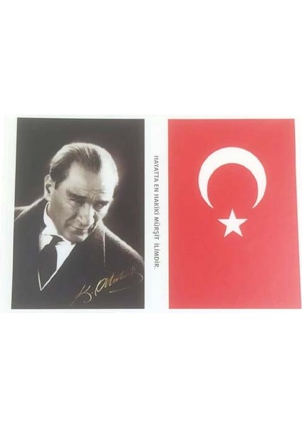 10 Adet Küçük Sticker Mustafa Kemal Atatürk, Türk Bayrağı, Hayatta En Hakiki Mürşit Ilimdir 3lü Etiket Seti