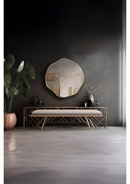 Premium Asimetrik Yuvarlak Dekoratif Ayna Dresuar Aynası – Zarif Duvar Aynası modelleri