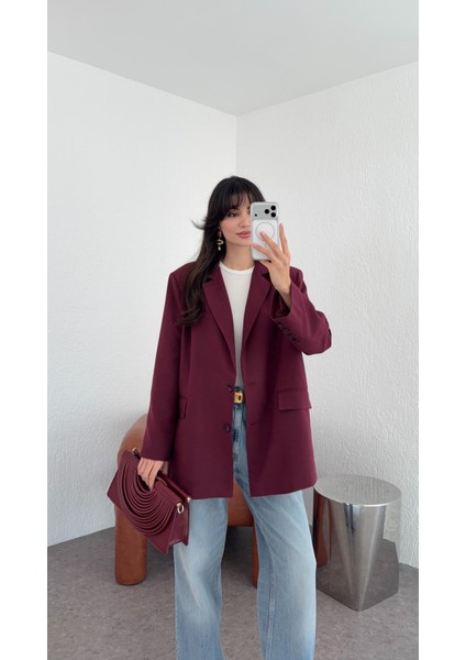 Oversize Bordo Blazer