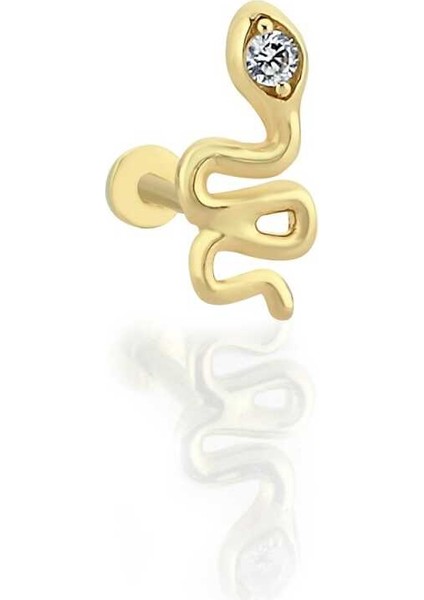 Yılan Desen Taşlı Tragus Piercing