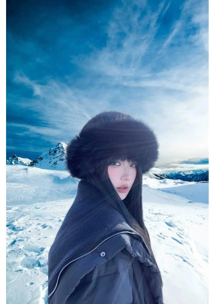 Moğol Tüylü Kalpak Kışlık Havalı Kadın Şapka