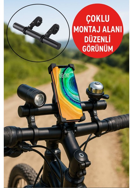 Bisiklet Gidon Uzatma Barı – Çoklu Montaj Alanı, Dayanıklı ve Şık Aksesuar Tutucu 30 cm