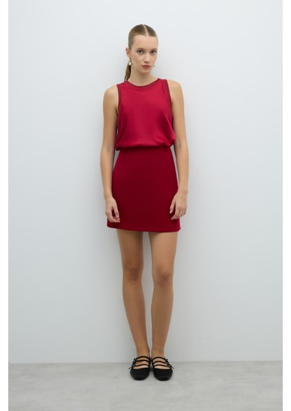 Mini Etek Bordo K2615071_008