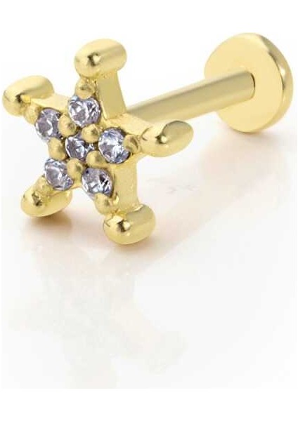 Top Detaylı Taşlı Büyük Yıldız Tragus Piercing