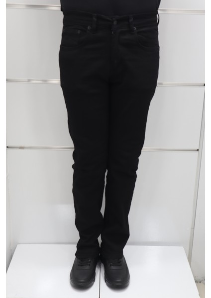 Fistan Store Erkek Siyah Yüksek Bel Rahat Kesim Boru Paça Jean Pantolon