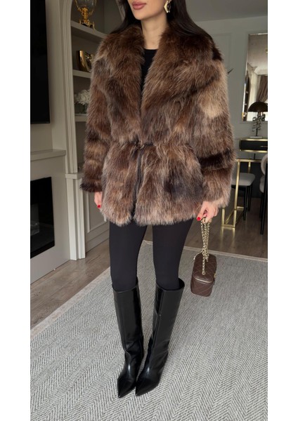 Kestane Kemerli Tüylü Özel Seri Kürk modelleri