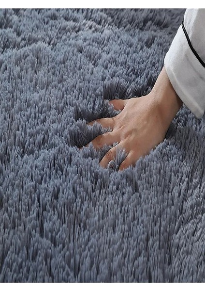 2'li Koyugri Yuvarlak Yumuşak Kaymaz Taban Peluş Yıkanabilir Banyo Oturma Odası HALI(60X60 ve 80X80) modelleri