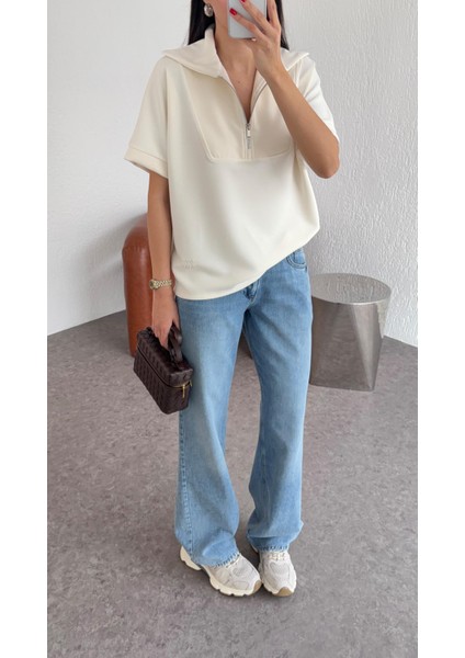 Kısa Kollu Modal Krem Sweat modelleri