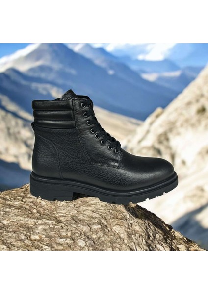 AR-2023 Erkek Hakiki Deri Suya Dayanıklı Kaymaz Fermuarlı Kışlık Bot