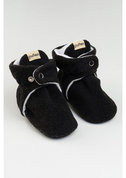 Siyah, Organik Pamuk Astarlı, Bebek Pandufu, Kaydırmaz Tabanlı Ilk Adım Ev Patiği