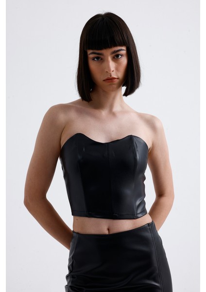 Fermuarlı Suni Deri Büstiyer | BUST34504 modelleri