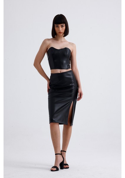 Fermuarlı Suni Deri Büstiyer | BUST34504 fırsatları