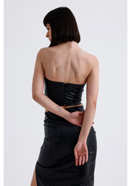 Fermuarlı Suni Deri Büstiyer | BUST34504 indirimleri