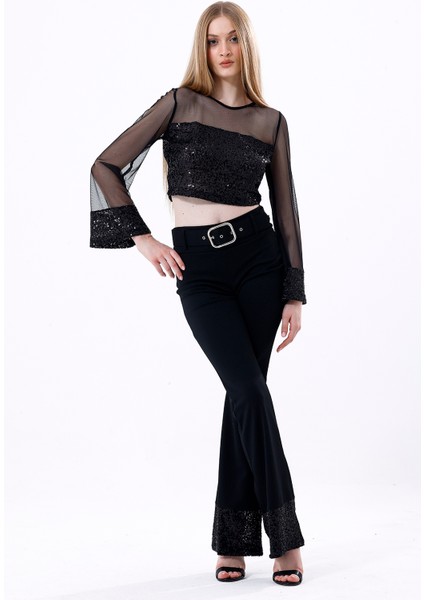 Kemer Detaylı Payetli Abiye Pantolon | PNT35805 fiyatları