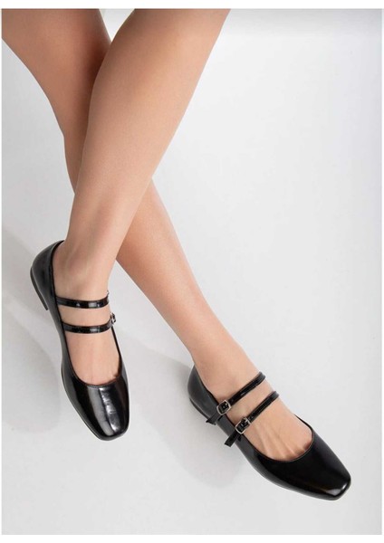 Ayakkabı Çift Baretli Tokalı Rugan Kadın Babet modelleri