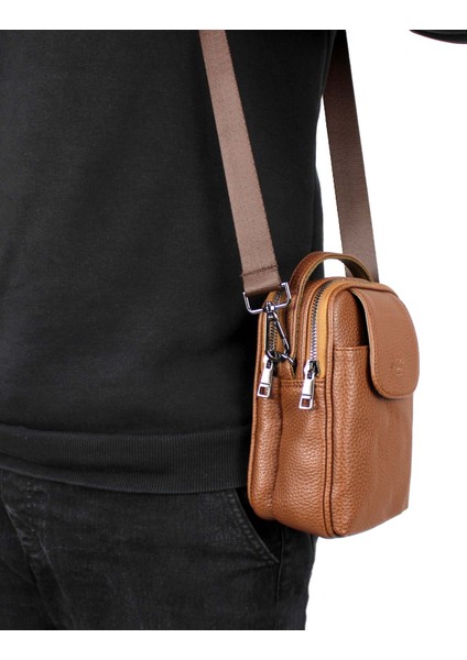 Erkek Kapaklı Çok Bölmeli El ve Omuz Çantası