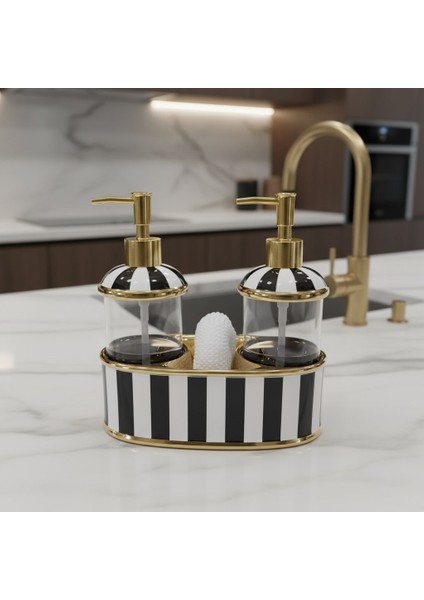Siyah Beyaz 2’li Lüks Porselen Sıvı Sabunluk fiyatları