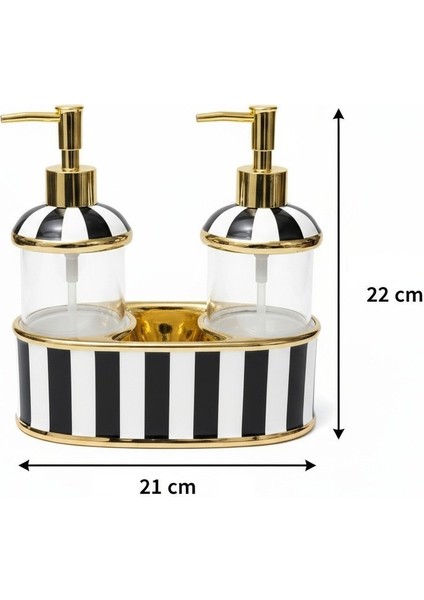 Siyah Beyaz 2’li Lüks Porselen Sıvı Sabunluk modelleri