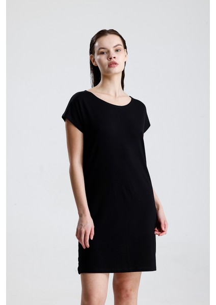 Likralı Viskon Mini Viskon Elbise | BLZ36387 Siyah fırsatları