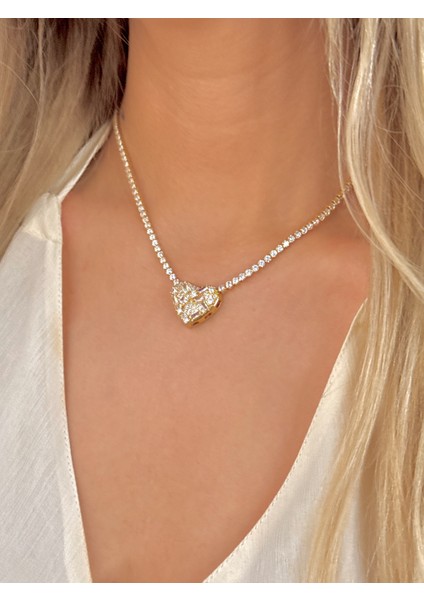 Çelik Dönmeyen Su Yolu Kolye Zirkon Taşlı Kolye