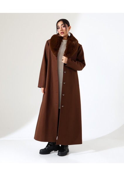 Kadın Şal Yaka Kürk Detay Uzun Büyük Beden Kaşe Kaban modelleri