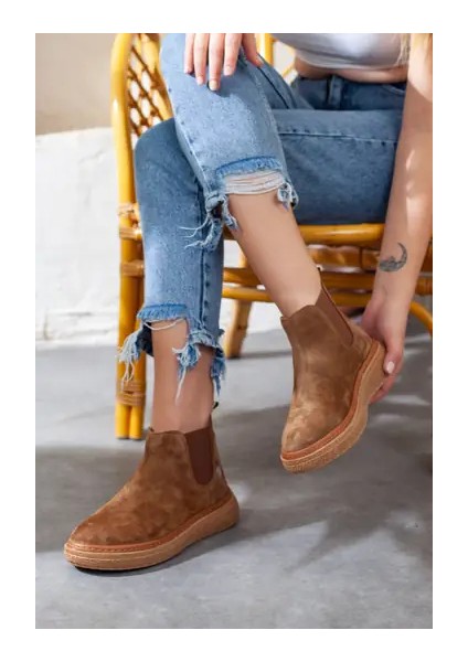 25KB-1065 Kadın Hakiki Deri Günlük Bot modelleri