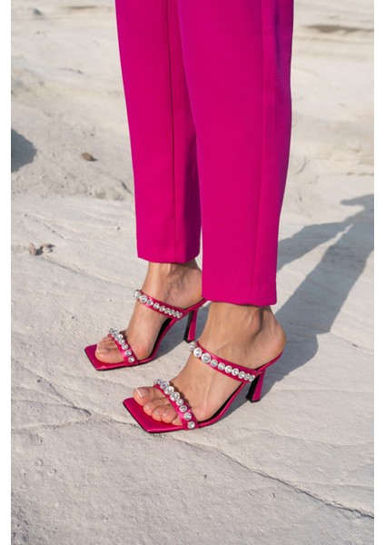 Branko Kadin Fusya Taş Detay Topuklu Ayakkabi