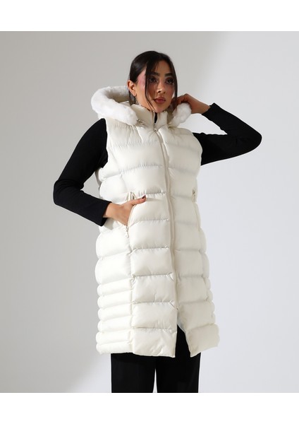 Kadın Kürk Detay Kapitone Şişme Yelek fırsatları