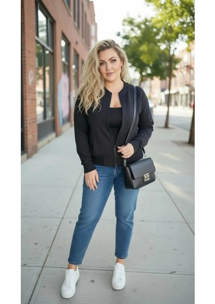 Basic Ribana Detaylı Siyah Bomber Ceket fiyatları