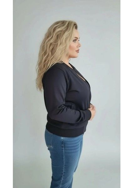 Basic Ribana Detaylı Siyah Bomber Ceket fırsatları