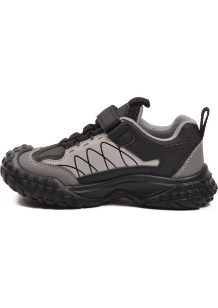 Gri Cırtlı Kaymaz Hafif Esnek Erkek Çocuk Spor Ayakkabı 22676 F fırsatları