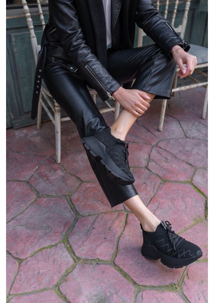 Yannis Kadin Beyaz Triko Sneakers