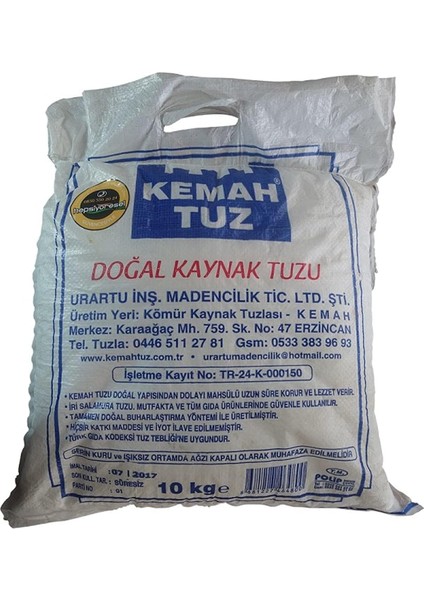 Kemah Tuz Erzincan Kemah Doğal Kaynak Tuzu 10 kg fiyatları