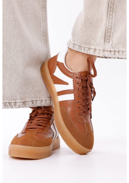 Kadın Sneaker Bağcıklı Düz Ortopedik Taban Günlük Rahat Spor Ayakkabı