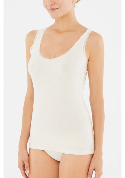 Kadın Kaşkorse Kalın Askılı Işleme Detaylı Atlet 2'li Paket 5010KC