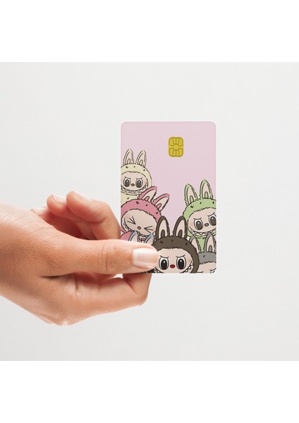 Labubu Temalı Parlak Kart Kaplama Sticker Kredi/banka Kart Uyumlu, Sevimli Tasarım