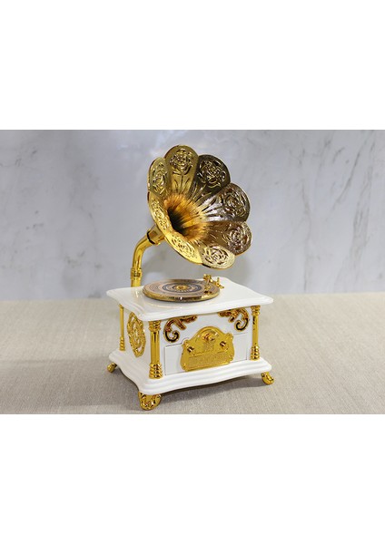 Müzik Kutusu Gramafon Beyaz
