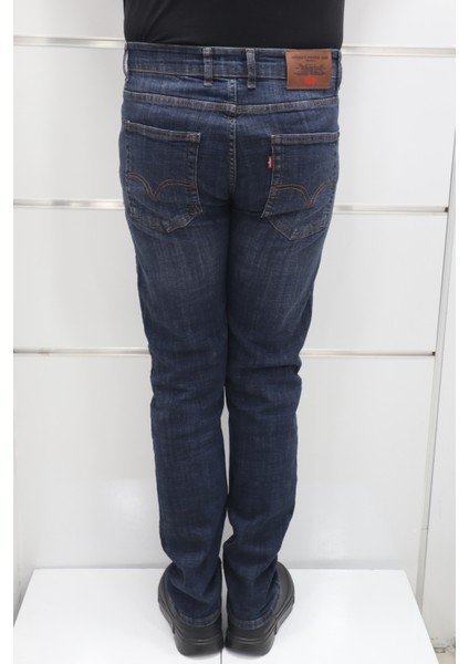 Fistan Store Erkek Lacivert Yüksek Bel Rahat Kesim Boru Paça Jean Pantolon fırsatları