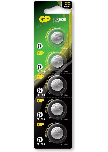 Gp CR1620-C5 3V Lityum Düğme Pil 5'li Paket